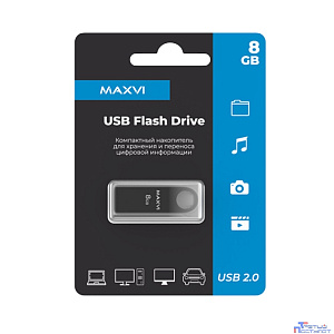 Maxvi USB Drive 8GB MK dark-grey, монолит, металл, USB 2.0 FD8GBUSB20C10MK
