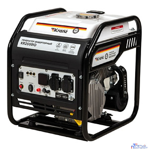 Kranz KR-16-1142 Генератор инверторный KR2500IO, 2,5кВт, 230В, 7л, открытый корпус, ручной старт