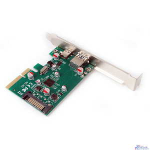 Контроллер USB Gembird SPCR-02 PCI-express, порты: 2 внешн. USB 3.1 Type-C и Type-A