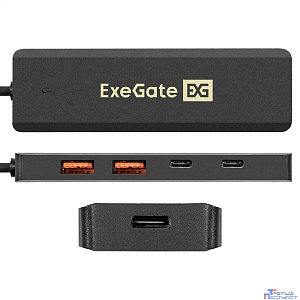 Exegate EX298169RUS USB-Хаб (концентратор) 4-в-1 ExeGate DUB-2C2P/10G (кабель-адаптер USB 3.2 Gen2 Type C --> 2xUSB3.2 Gen2 Type-A (10G)/2xUSB3.2 Gen2 Type-C (10G), SuperSpeed+ USB 10Gbps, Plug&Play,