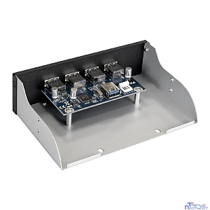 Exegate EX289290RUS Планка USB на переднюю панель ExeGate U5H-625, 5,25", 4*USB3.0, черная, металл, подсоед. к MB