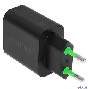 ORIENT PU-C20W, Сетевое зарядное устройство с функцией быстрой зарядки, мощность 20Вт, Quick Charge 3.0+Power Delivery, выходы: USB-A + Type-C, DC 5/9/12/15/20В, цвет черный (31126)