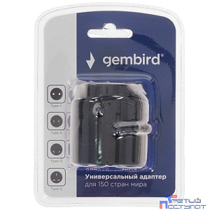 Gembird WTA-1 Универсальный сетевой переходник для путешествий, вилки/розетки EU,US,RU