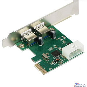 ORIENT AM-3U2PE, Контроллер PCI-Ex1, USB 3.0 2-port ext, ASM1042 chipset, разъем доп.питания, oem (31149)