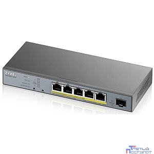 ZYXEL GS1350-6HP-EU0101F L2 коммутатор PoE+ для IP-видеокамер 4xGE PoE+, 1xGE PoE++ (802.3bt), 1xSFP, бюджет PoE 60 Вт, дальность передачи питания до 250 м, автоперезагрузка PoE-портов