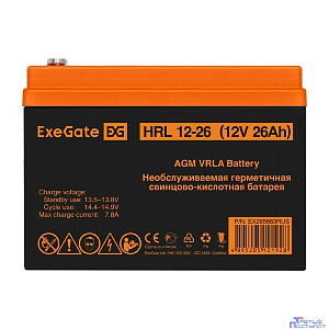 Exegate EX285663RUS Аккумуляторная батарея ExeGate HRL 12-26 (12V 26Ah, клеммы F3 (болт М5 с гайкой))