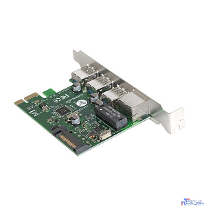 Exegate EX283714RUS Контроллер сетевой EXE-361 PCI-E 2.0, 3*USB3.0 ext + LAN UTP 1000Mbps, раз.доп.пит.OEM)