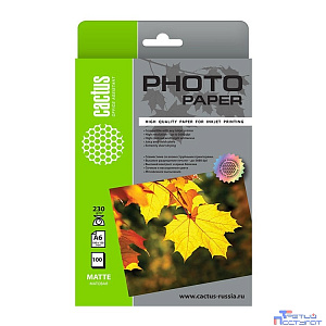 Cactus CS-MA6230100 Фотобумага 10x15/230г/м2/100л./белый матовое для струйной печати