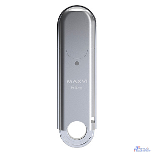 Maxvi USB Drive 64GB P2 silver, монолит с колпачком, ABS пластик, USB 2.0