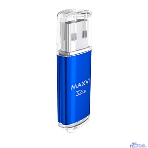 Maxvi USB Drive 32GB MP blue, монолит с колпачком, металл + ABS пластик, USB 2.0 FD32GBUSB20C10MP