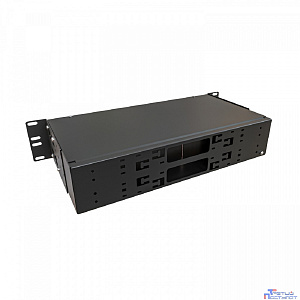 NTSS Кросс NTSS оптический 19'' укомплектованный 2U, 96 портов LC/UPC duplex, 50/125 мкм ОМ3 (сплошная панель, сплайс-кассета 6шт, пигтейлы, КДЗС, адаптеры) черный RAL 9005 NTSS-RFOB-2U-96-2LC/U-503-S