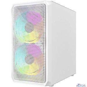 Powercase Mistral Micro A3W ARGB, Tempered Glass, 2x 140mm ARGB PWM+1x 120mm ARGB PWM, белый, mATX  (CMMAW-A3)