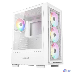 Powercase Mistral AY4W ARGB, Tempered Glass, 4x 120mm ARGB Fans, белый, ATX  (CMAYW-A4)