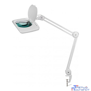 Rexant 31-0513 Лупа на струбцине REXANT, квадратная, 5D, с подсветкой 60 SMD LED, сенсорный регулятор яркости, белая