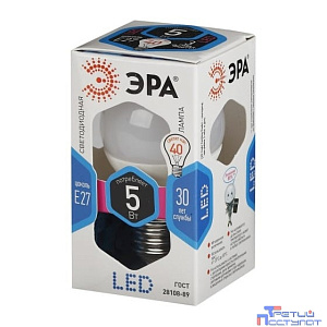 ЭРА Б0028488 Лампочка светодиодная STD LED P45-5W-840-E27 E27 / Е27 5Вт шар нейтральный белый свет