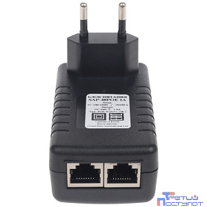 ORIENT SAP-48POE 1A, PoE инжектор питания 48W, AC 100-240V/ DC 48V, 1.0A, вход: RJ45 LAN 10/100, выход: RJ45 PoE тип B (4/5+,7/8-), совместим с оборудованием PoE IEEE 802.3af, (30428)