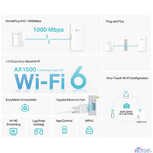 TP-Link TL-WPA7817 KIT AV1000 Комплект гигабитных Powerline-адаптеров с AX1500 Wi-Fi 6