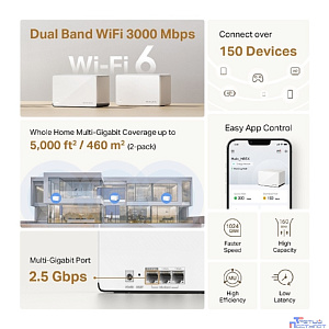 Mercusys Halo H85X(2-pack) AX3000 Домашняя Mesh Wi-Fi 6 система