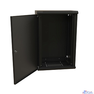 WRline Шкаф настенный 19-дюймовый (19"), 18U, 908х600х600мм, металлическая передняя дверь с замком, две боковые панели, цвет черный (RAL 9004) (разобранный)