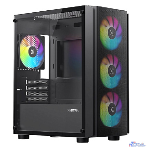 XASTRA Корпус A402M 4ARGB Black mATX/Mesh/full-size TG/ 4x120mm ARGB PWM fans/ A402M-4FC12A-BK