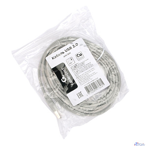 Cablexpert Кабель USB2.0 AM/BM, медь, Pro, 4.5м, серый, пакет (CC-USB2-AMBM-15-N)