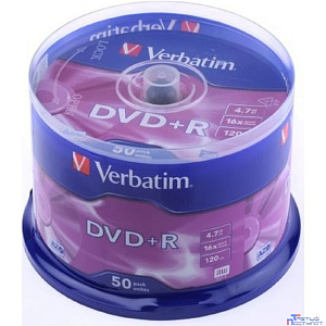 Verbatim  Диски DVD+R  4.7Gb 16-х , 50 шт, Cake Box (43550)