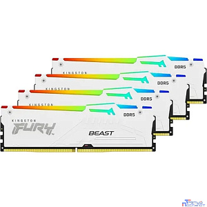 Память оперативная/ Kingston 64GB 6000MT/s DDR5 CL40 DIMM (Kit of 4) FURY Beast White RGB XMP