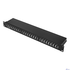 Патч-панель 19" NEOMAX [NM-PP-1U24P-SC5E-D-102-BK] 1U, 24 порта, кат.5E, STP, Dual IDC, цвет черный
