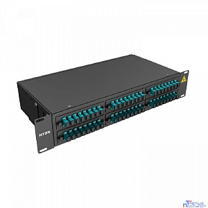 NTSS Кросс 19" NTSS PREMIUM, предсобранный 2U, 48 портов SC/UPC, 50/125 мкм ОМ3, (розетки, сплайс 2шт, КДЗС, пигтейлы), черный, RAL9005 NTSS-RFOB-PM-2U-48-SC/U-503-SP1.5G1A-BL