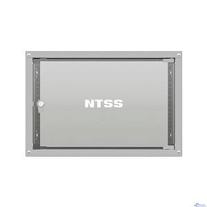 NTSS Шкаф настенный телекоммуникационный NTSS LIME 6U 550х350х370мм, 2 профиля 19, дверь стеклянная, боковые стенки несъемные, разобранный, серый RAL 7035 NTSS-WL6U5535GS