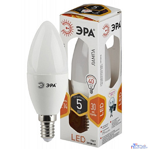 ЭРА Б0018871 Лампочка светодиодная STD LED B35-5W-827-E14 E14 / Е14 5Вт свеча теплый белый свет