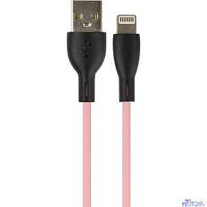 PERFEO Кабель USB A вилка - Lightning вилка, 2.4A, розовый, силикон, длина 1 м., SILICON (I4336)