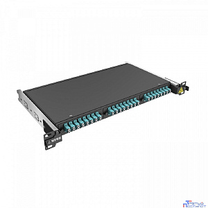 NTSS Кросс 19" NTSS PREMIUM выдвижной, предсобранный 1U, 24 порта LC/UPC duplex, 50/125 мкм ОМ3, (розетки, сплайс 2шт, КДЗС, пигтейлы), черный, RAL9005 NTSS-RsFOB-PM-1U-24-2LC/U-503-SP1.5G1A-BL