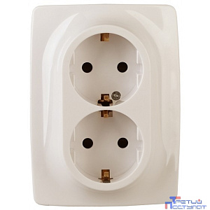 Эра Б0038809 12-2006-02 Розетка 2X2P+E Schuko, 16А-250В, б.л., Эра12, слоновая кость