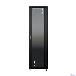 NTSS Шкаф напольный универсальный серверный NTSS R 42U 600х600мм, 4 профиля 19, двери стекло и сплошная металл, боковые стенки съемные, регулируемые опоры, разобранный, черный RAL 9005 NTSS-R42U6060GS