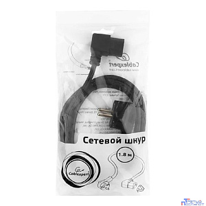 Кабель питания Cablexpert Schuko-C13, VDE, 3х0.75мм2, 10А, угл.разъем, с заземлением, 1.8м, черный [PC-186A-VDE]