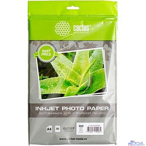 Cactus CS-GA418050ED Фотобумага глянцевая/A4/180г/м2/50л./белый для струйной печати