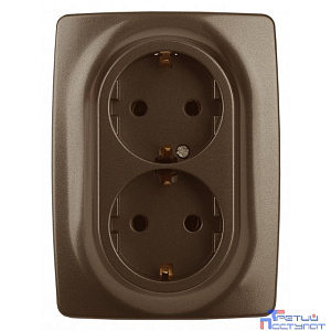 Эра Б0031235 12-2106-13 Розетка 2X2P+E Schuko, 16АХ-250В, Эра12, бронза