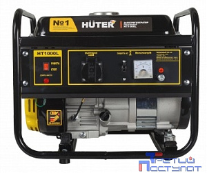Huter HT1000L 64/1/2 Электрогенератор {четырехтактный, 1000Вт, 220В/50Гц, 75Дб, принудительное охлаждение, бак 4,8л, расход бензина 450 г/кВтч,460х365х395, 23,5 кг} 4606059015031