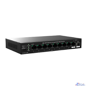 TENDA TEG1110PF-8-120W Коммутатор неуправляемый PoE, 10 портов, 9x1 Гбит/с, SFP 1х1 Гбит/с, PoE 8х30 Вт (до 102 Вт), настольный