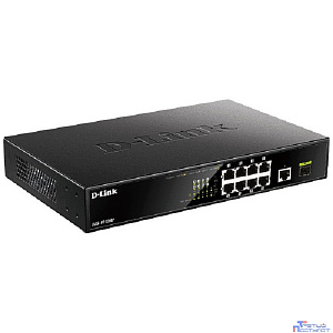D-Link DGS-1010MP/A1A Неуправляемый коммутатор с 9 портами 10/100/1000Base-T, 1 портом 1000Base-X SFP (8 портов PoE 802.3af/at, PoE-бюджет 125 Вт)