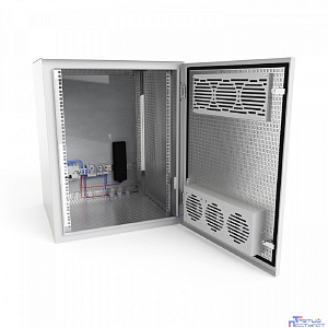 NTSS Шкаф настенный климатический NTSS WT 9U (ШхВхГ) 600x500x350 мм, 4 профиля 19, с обогревом 100W и вентиляцией, IP55, серый RAL 7035 NTSS-WT9U6035H100VIP55