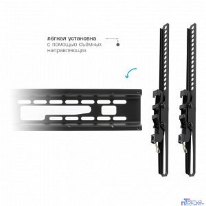 Kromax FLAT-2 new black, наст. для TV 32"-90", max 65 кг, 1 ст св., нак. +3°-10°, от ст. 42 мм, max VESA 600x400 мм.