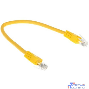 Патч-корд UTP Cablexpert PP6U-0.25M/Y кат.6, 0.25м, литой, многожильный (жёлтый)
