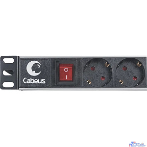 Cabeus PDU-8P-2EU Блок евророзеток для 19"шкафов, горизонтальный, 8 розеток, 16 A,выключатель, шнур 2м, алюминиевый корпус