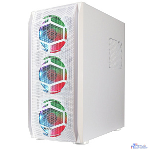 Ginzzu GL 390 боковая дверца закаленное стекло на петлях на магнитах, controller CRC10, 4* 12R6W FAN 12CM RGB Белый