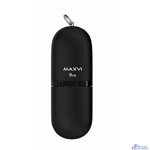 Maxvi USB Drive 8GB SF black, монолит с колпачком, soft touch, USB 2.0
