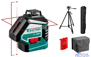 KRAFTOOL LL360 #3 нивелир лазерный, 2х360° , 20м/70м,  IP54, точн. +/-0,2 мм/м, штатив, в коробке (34645-3)