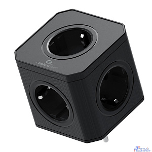 Cablexpert Тройник CUBE-5-16-B  Tower (5р, 16А, заземл, ) черный, коробка {22567}