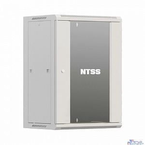 NTSS Шкаф настенный телекоммуникационный NTSS W 18U 600х450х964мм, 2 профиля 19, дверь стеклянная, боковые стенки съемные, задняя стенка, разобранный, серый RAL 7035 NTSS-W18U6045GS
